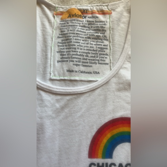 Aviator Nation RARE Unisex Chicago Rainbow Tank Top L - Picture 8 of 8